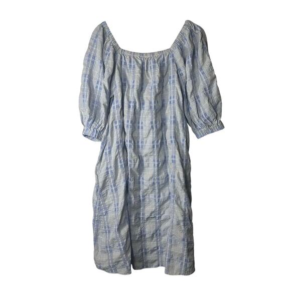 REMAIN Birger Christensen Lea Dress Blue Plaid - Picture 3 of 8